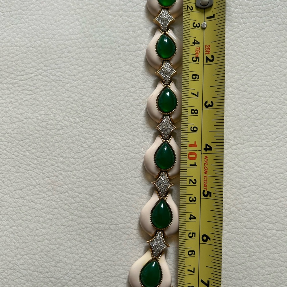 Gorgeous and Elegant Vintage D’Orlan Green and Gold toned  Women's Bracelet